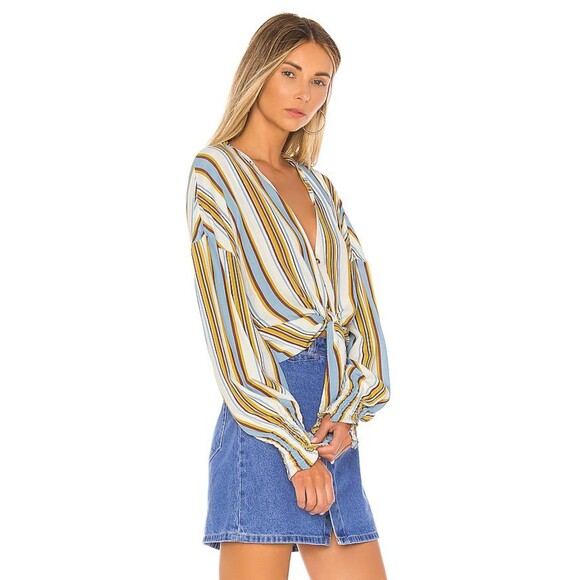 Faithful The Brand Women’s Aira Knot Shirt Retro Western Stripe‎ Coastal Cowgirl - Picture 1 of 14